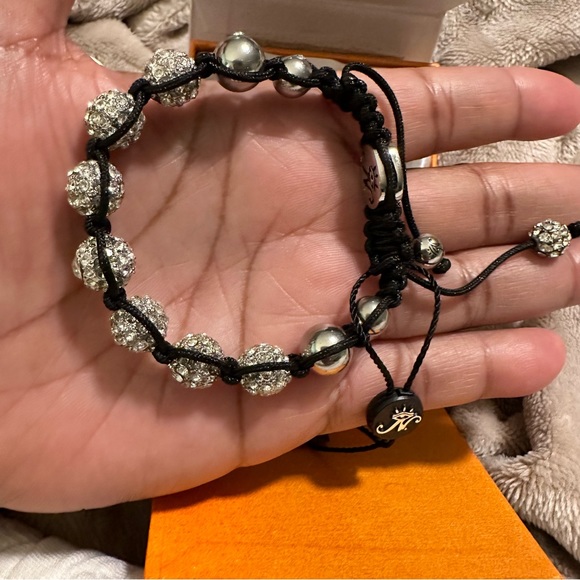 NWT BRACELET New Rare JOSEPH NOGUCCI black cord adjustable bracelet Diamond look - Picture 9 of 10